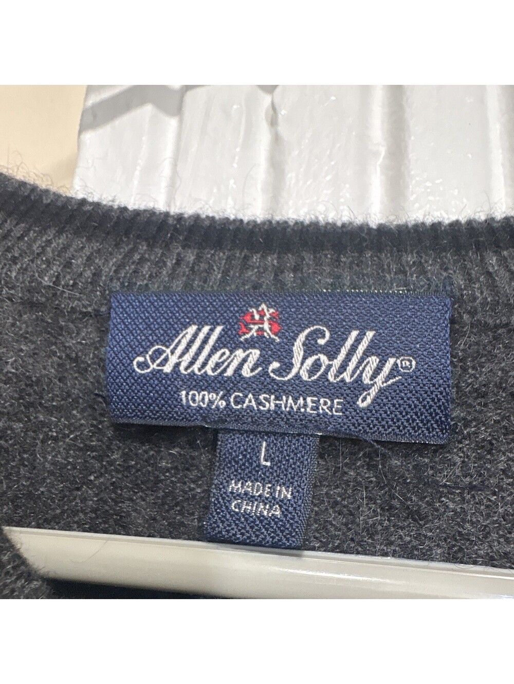 Allen Solly Men's 100% Cashmere V-Neck Pullover Sweater Gray Size L